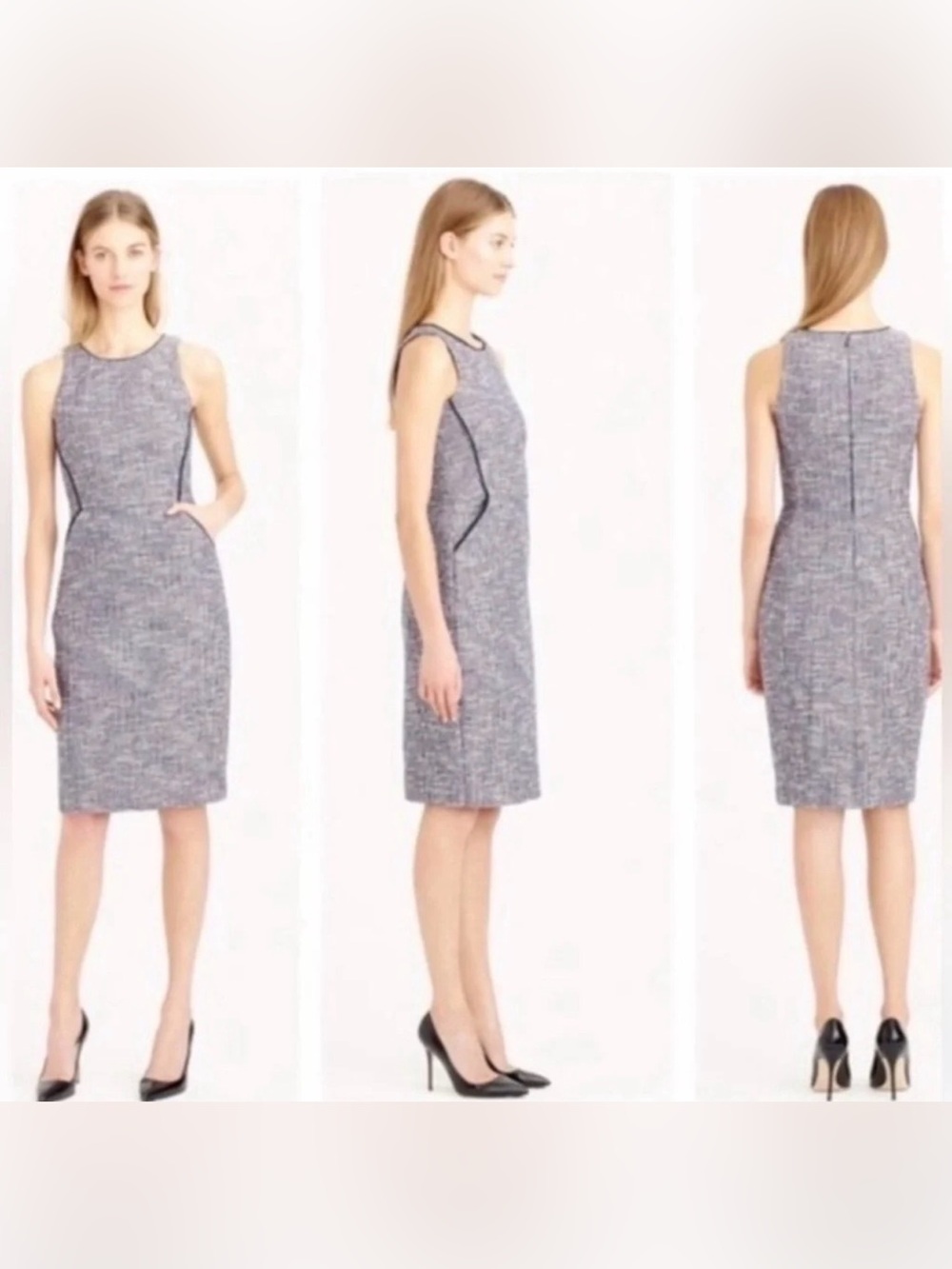 J.Crew Sleeveless Tweed Sheath Midi Dress | Multicolor | Size 8